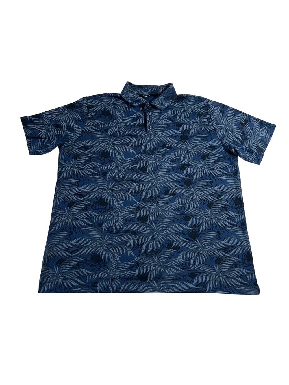 American Tall Palm Tree Print Polo Shirt Size XLT Casual Vacation Classic Golf